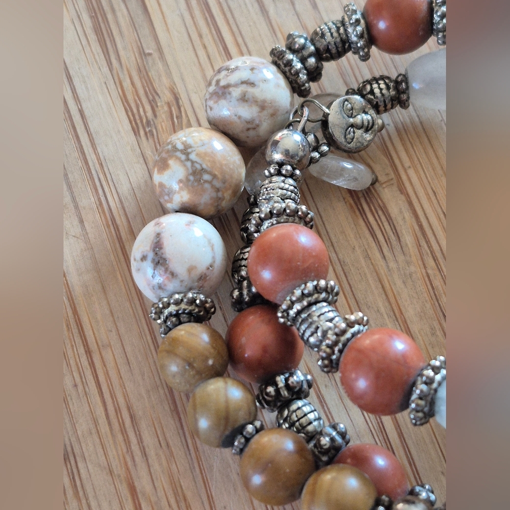 Handmade Multi-Color Earth Tone Boho Beaded Wrap Bracelet - Picture 6 of 6